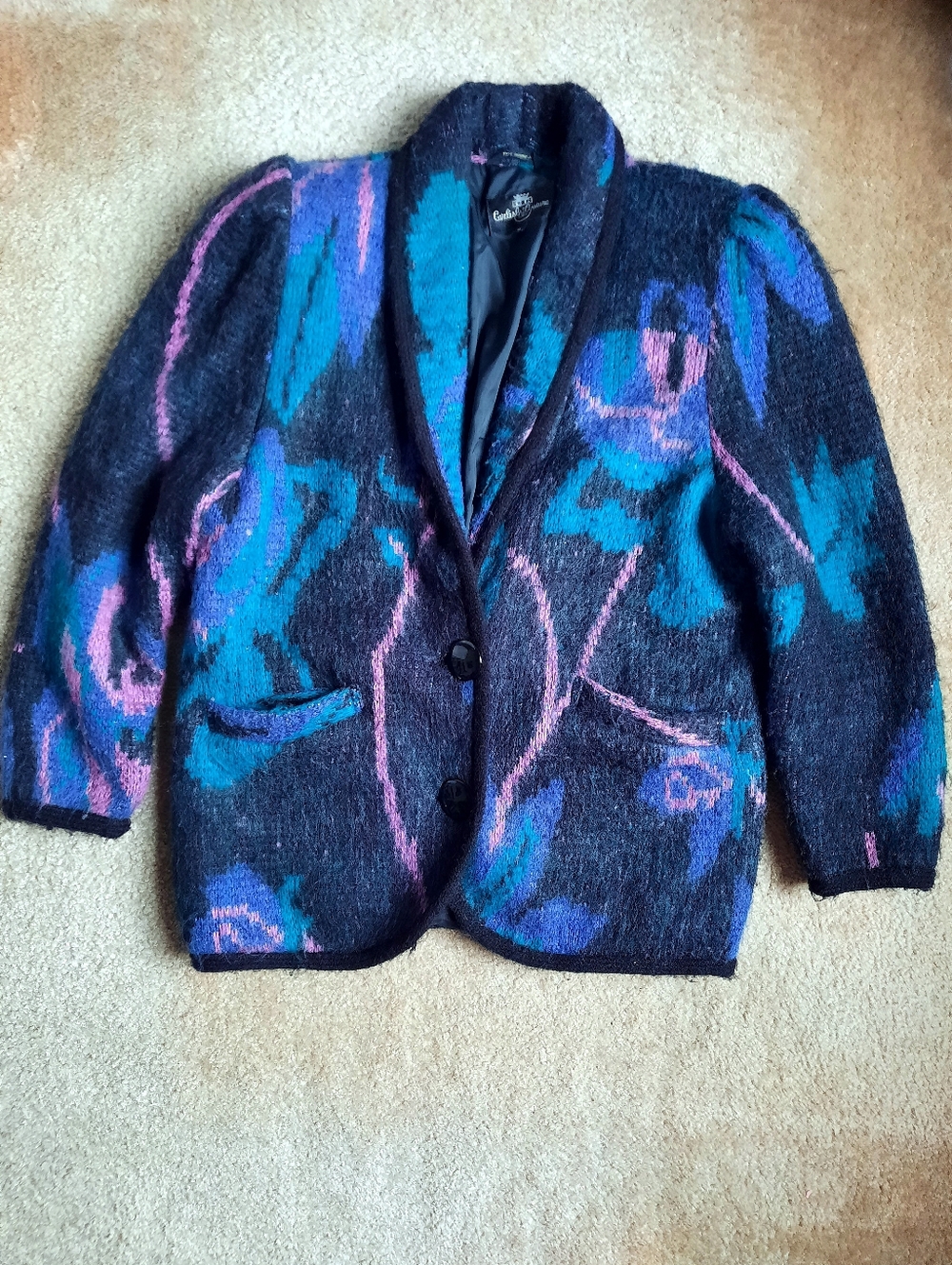 Vintage Carlisle Couture S Black Floral Jacket